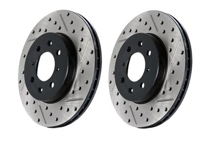 Stoptech Direct Replacement L+R Rotors, Drilled / Slotted, Rear
